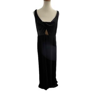 Lovely Floor‎ Length Black Velvet Sleeveless Maxi Peekaboo Cutout New Size 14